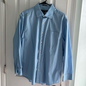 PERRY ELLIS PORTFOLIO Men's 16 1/2 32/33 Dress Shirt Cotton blue Wrinkle Free